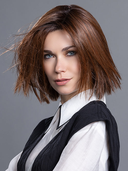 LIA II by ELLEN WILLE in CINNAMON BROWN ROOTED 33.30.130 | Dark Auburn, Light Auburn and Deep Copper Brown Blend with Dark Shaded Roots