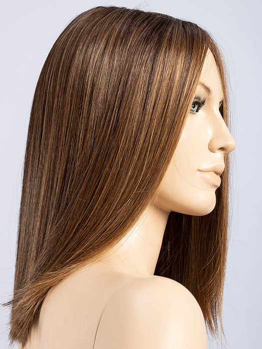 CHOCOLATE ROOTED 830.27.6 | Medium and Dark Brown with Light Auburn and Dark Strawberry Blonde Blend with Shaded Roots