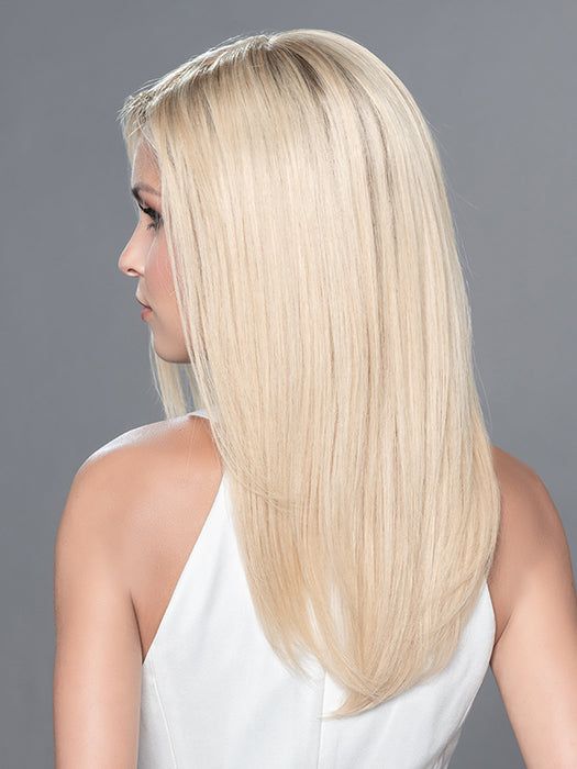 ZORA by ELLEN WILLE in LIGHT CHAMPAGNE ROOTED 19.22 | Platinum Blonde, Light Golden Blonde, Light Ash Blonde Blend, and Dark Roots