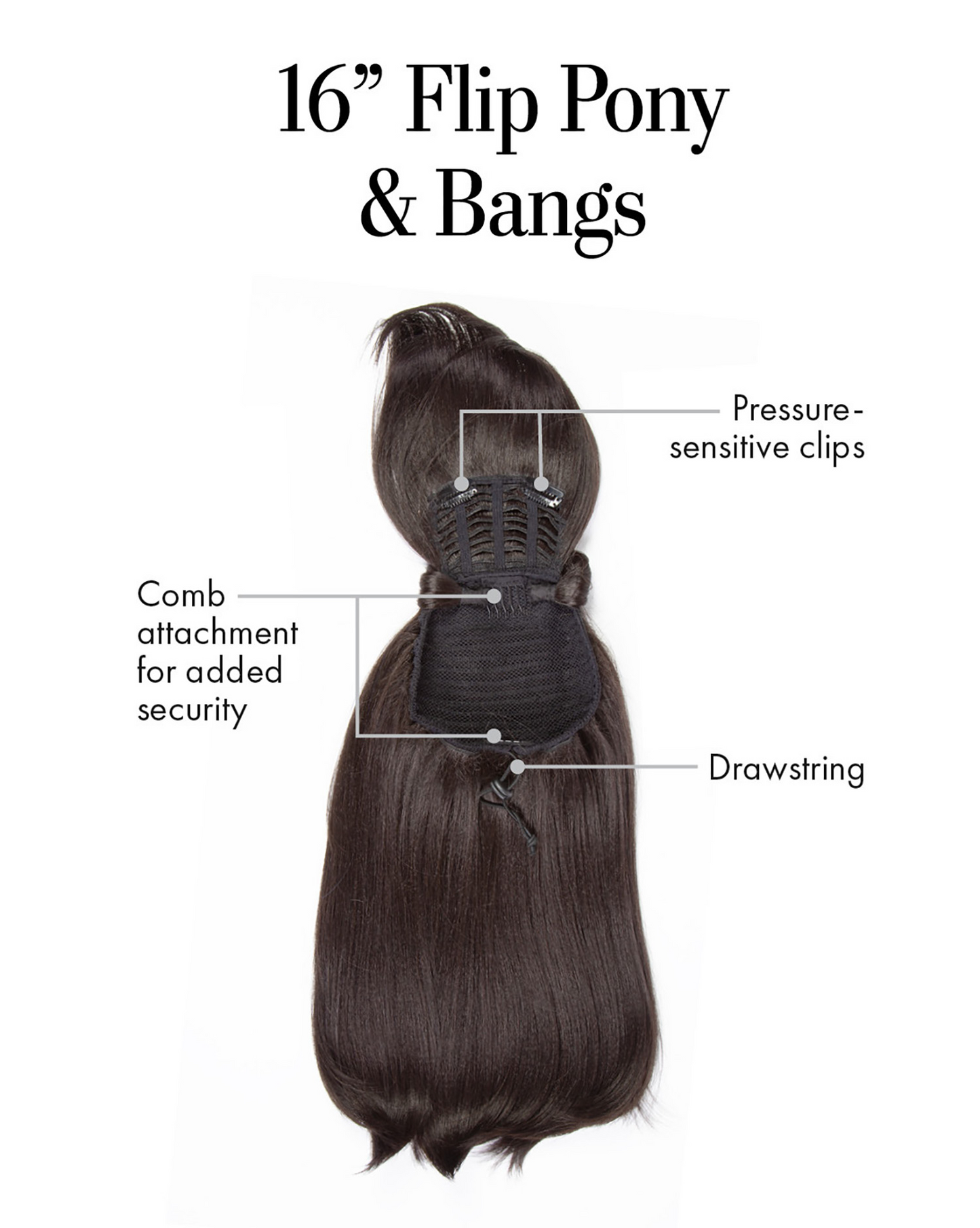 Kim Kimble - 16” Flip Pony & Bangs